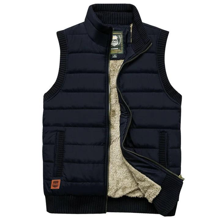 Herren Gesteppte Weste mit Reißverschluss und Stehkragen-Men Outerwear-Alpenkind
