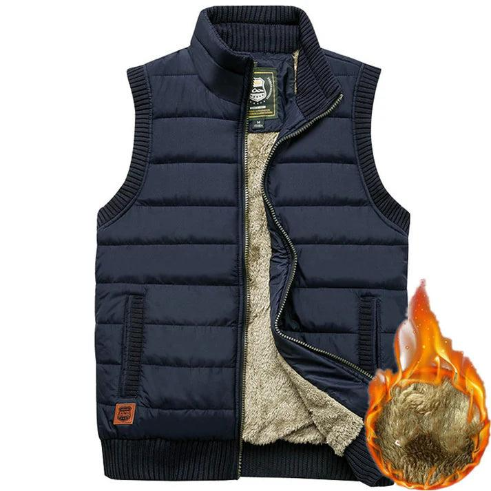 Herren Gesteppte Weste mit Reißverschluss und Stehkragen-Men Outerwear-Alpenkind