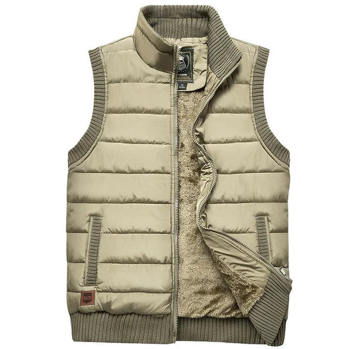 Herren Gesteppte Weste mit Reißverschluss und Stehkragen-Men Outerwear-Alpenkind