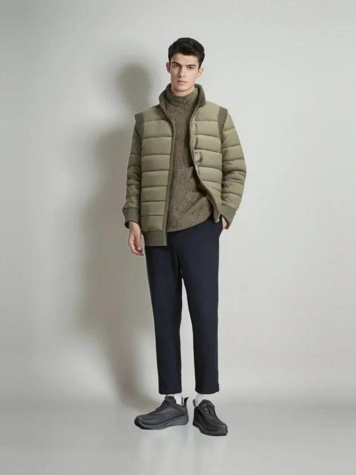 Herren Gesteppte Weste mit Reißverschluss und Stehkragen-Men Outerwear-Alpenkind