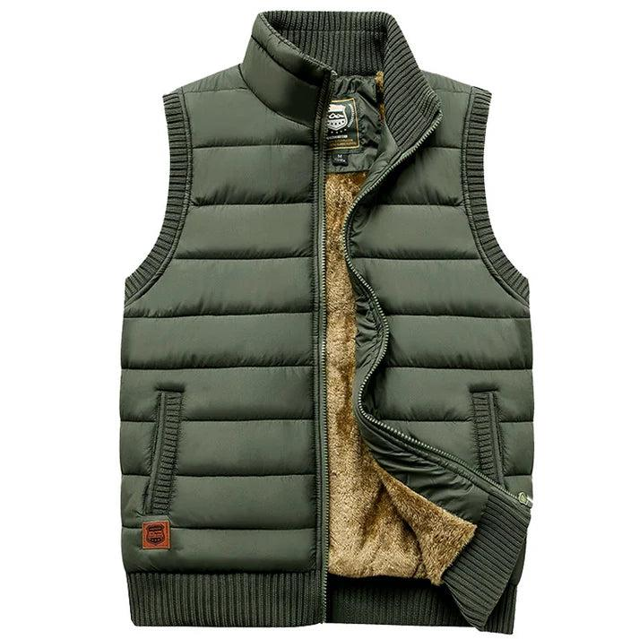 Herren Gesteppte Weste mit Reißverschluss und Stehkragen-Men Outerwear-Alpenkind