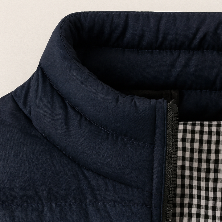 Herren Gesteppte Weste ohne Ärmel mit Reißverschluss und Stehkragen-Men vest-Alpenkind