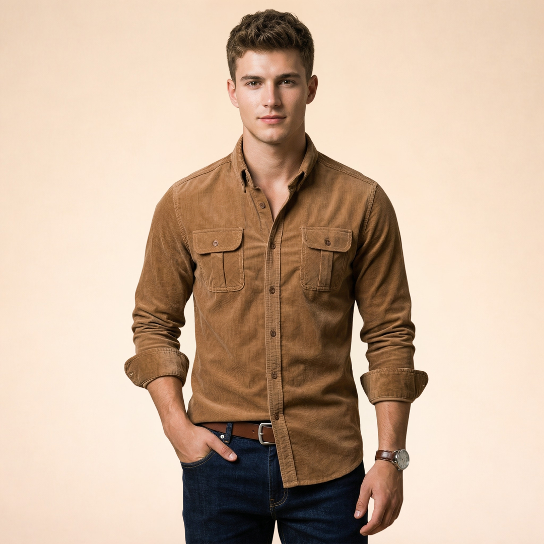 Herren Hemd mit Brusttaschen und Knopfleiste-Men Shirt-Alpenkind
