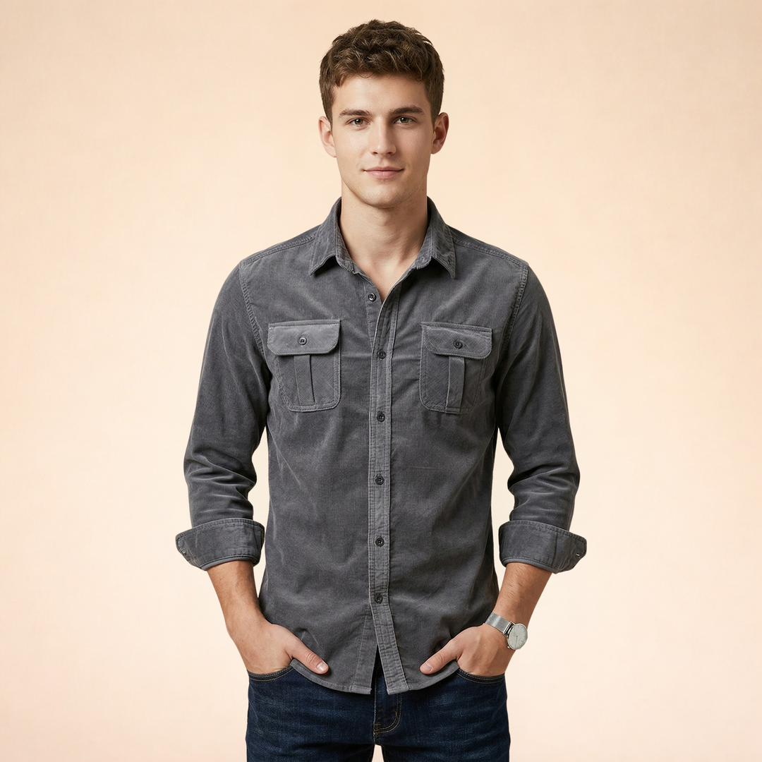 Herren Hemd mit Brusttaschen und Knopfleiste-Men Shirt-Alpenkind