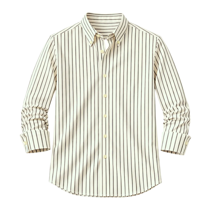 Herren Hemd mit Button-Down-Kragen, langen Ärmeln und Streifenmuster-Men Shirt-Alpenkind