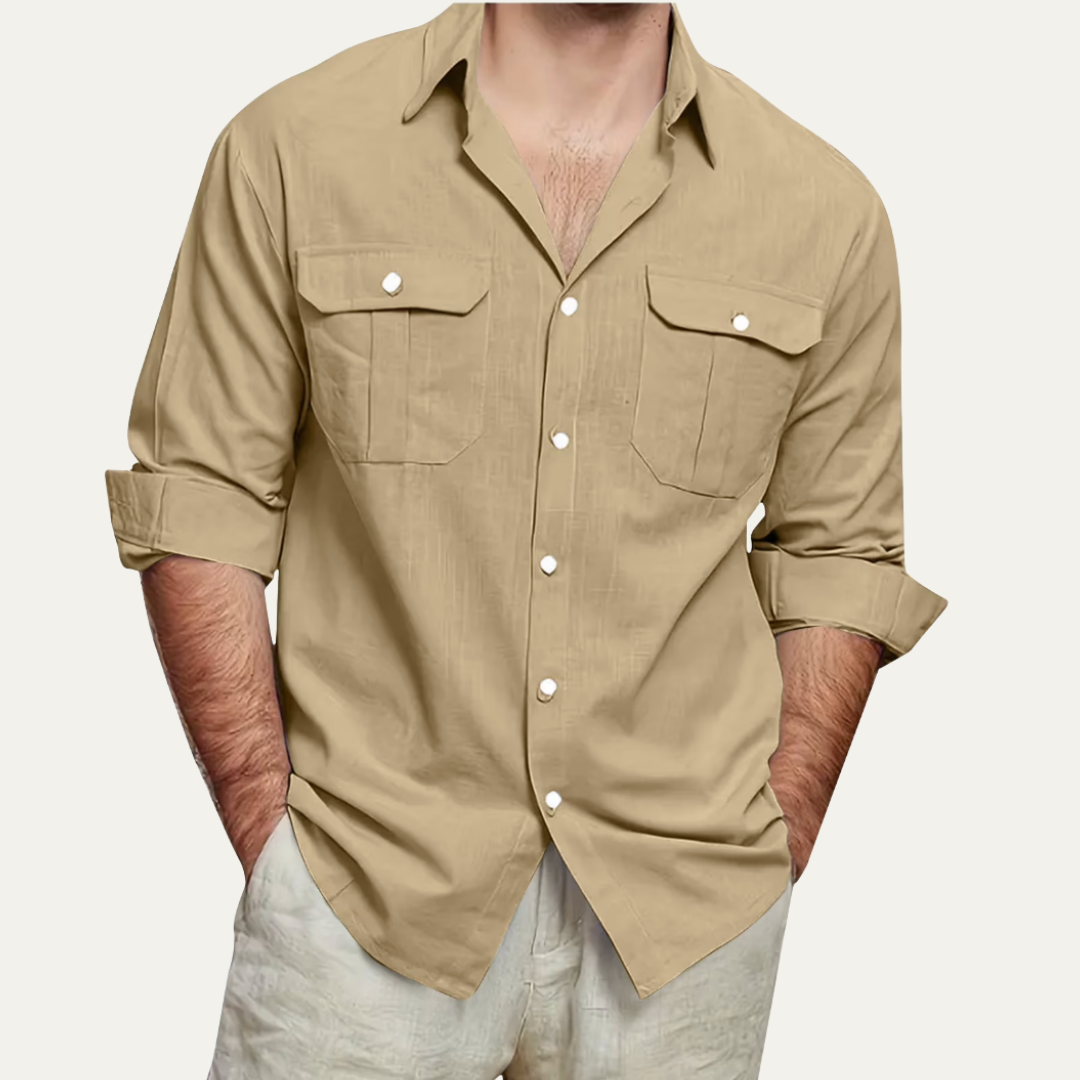 Herren Hemd mit Knopfleiste und zwei Brusttaschen mit Patte-Men Shirt-Alpenkind