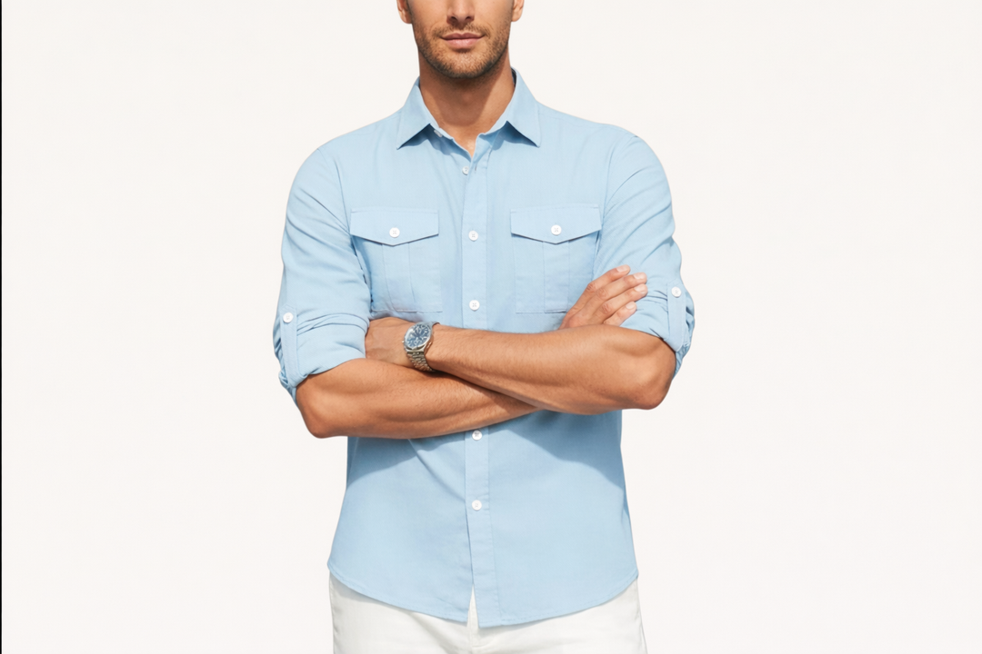 Herren Hemd mit Knopfleiste und zwei Brusttaschen mit Patte-Men Shirt-Alpenkind