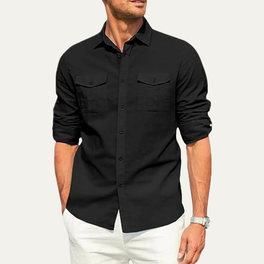 Herren Hemd mit Knopfleiste und zwei Brusttaschen mit Patte-Men Shirt-Alpenkind