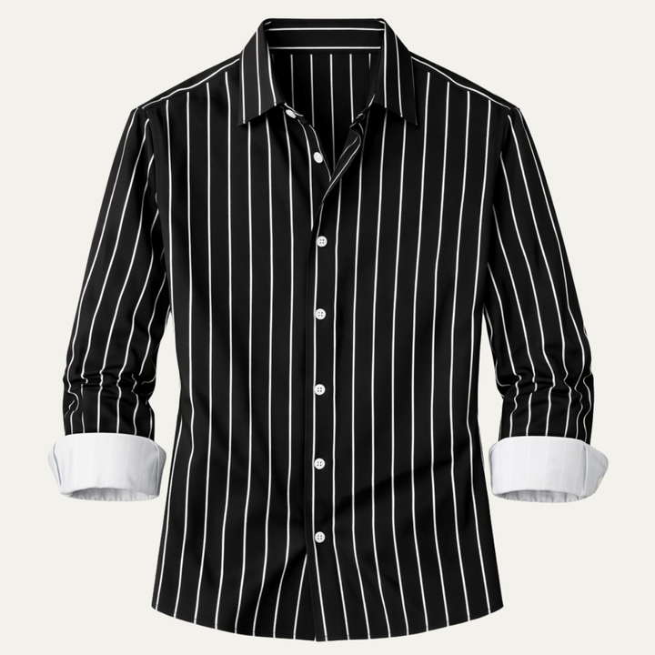 Herren Hemd mit Vertikalstreifen und Knopfleiste-Men Shirt-Alpenkind