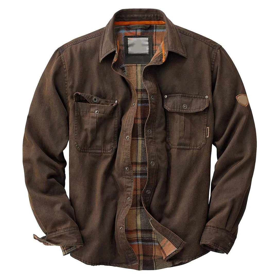 Herren Hemdjacke mit Knopfleiste und Brusttaschen-Men Tops-Alpenkind