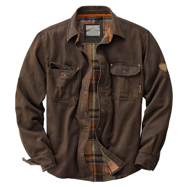 Herren Hemdjacke mit Knopfleiste und Brusttaschen-Men Tops-Alpenkind