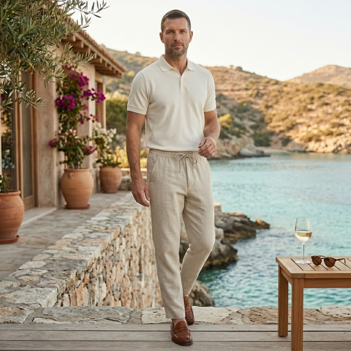 Herren Hose mit elastischem Bund und Kordelzug-Men Pants-Alpenkind