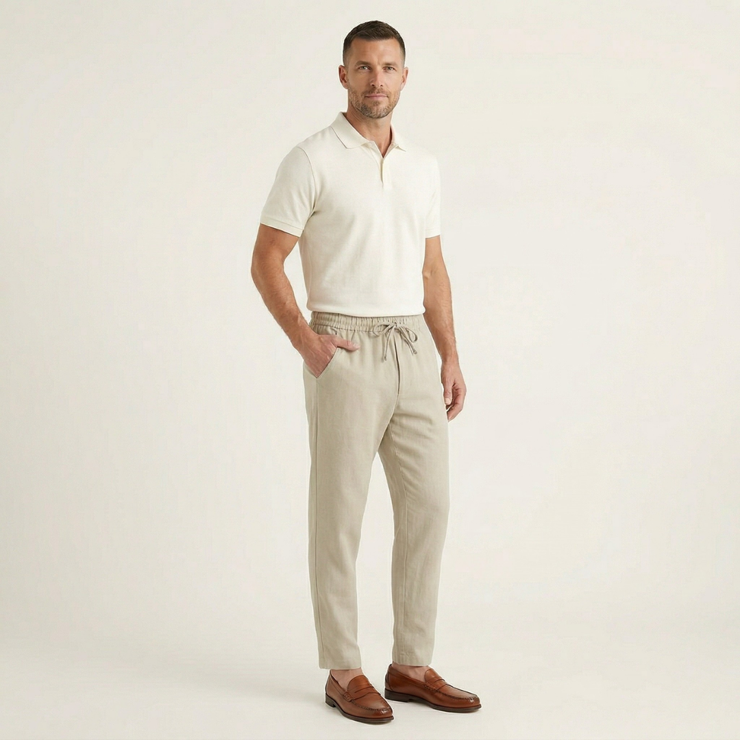 Herren Hose mit elastischem Bund und Kordelzug-Men Pants-Alpenkind