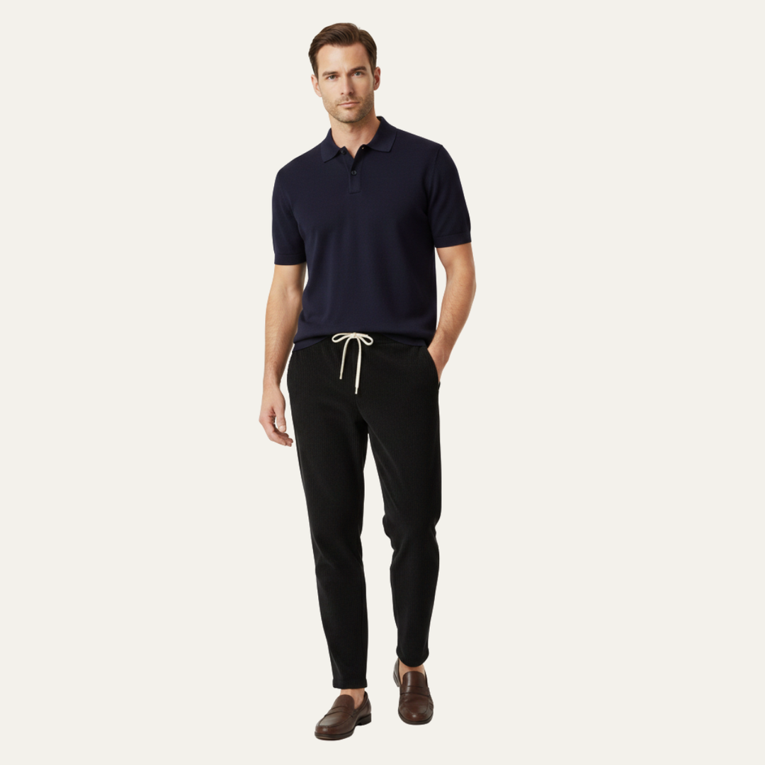 Herren Hose mit elastischem Bund und Kordelzug sowie geradem Bein-Men Pants-Alpenkind