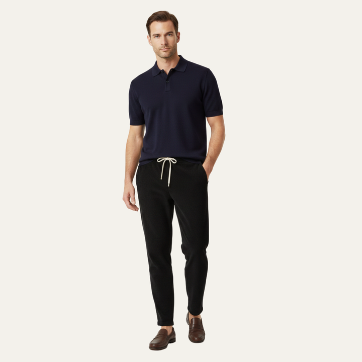 Herren Hose mit elastischem Bund und Kordelzug sowie geradem Bein-Men Pants-Alpenkind