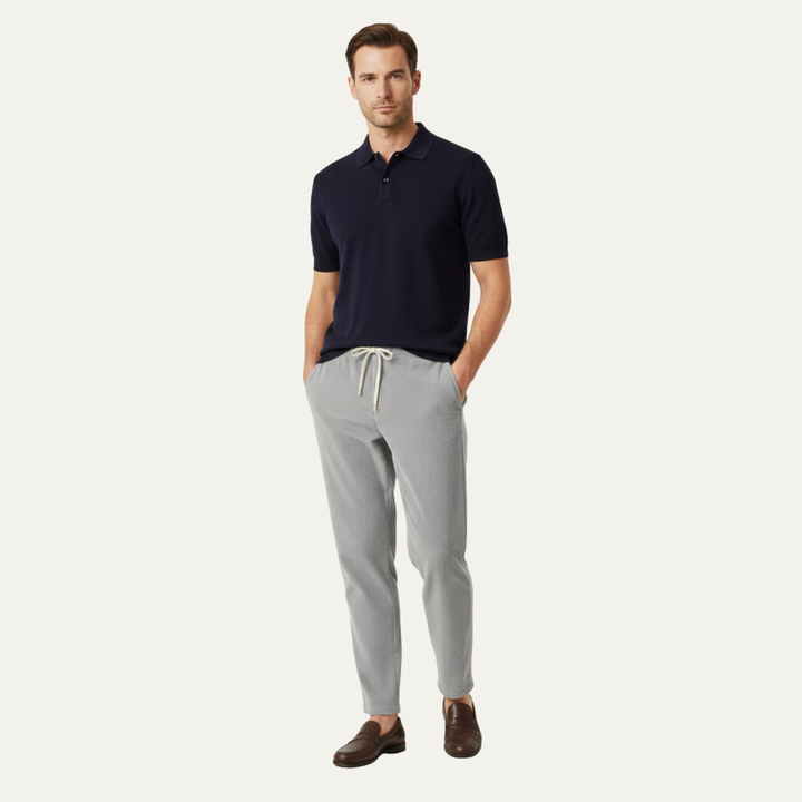 Herren Hose mit elastischem Bund und Kordelzug sowie geradem Bein-Men Pants-Alpenkind