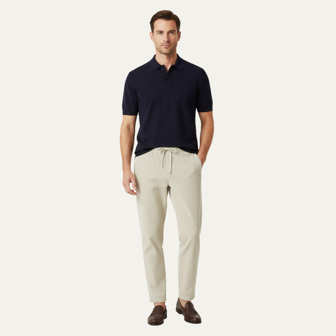 Herren Hose mit elastischem Bund und Kordelzug sowie geradem Bein-Men Pants-Alpenkind