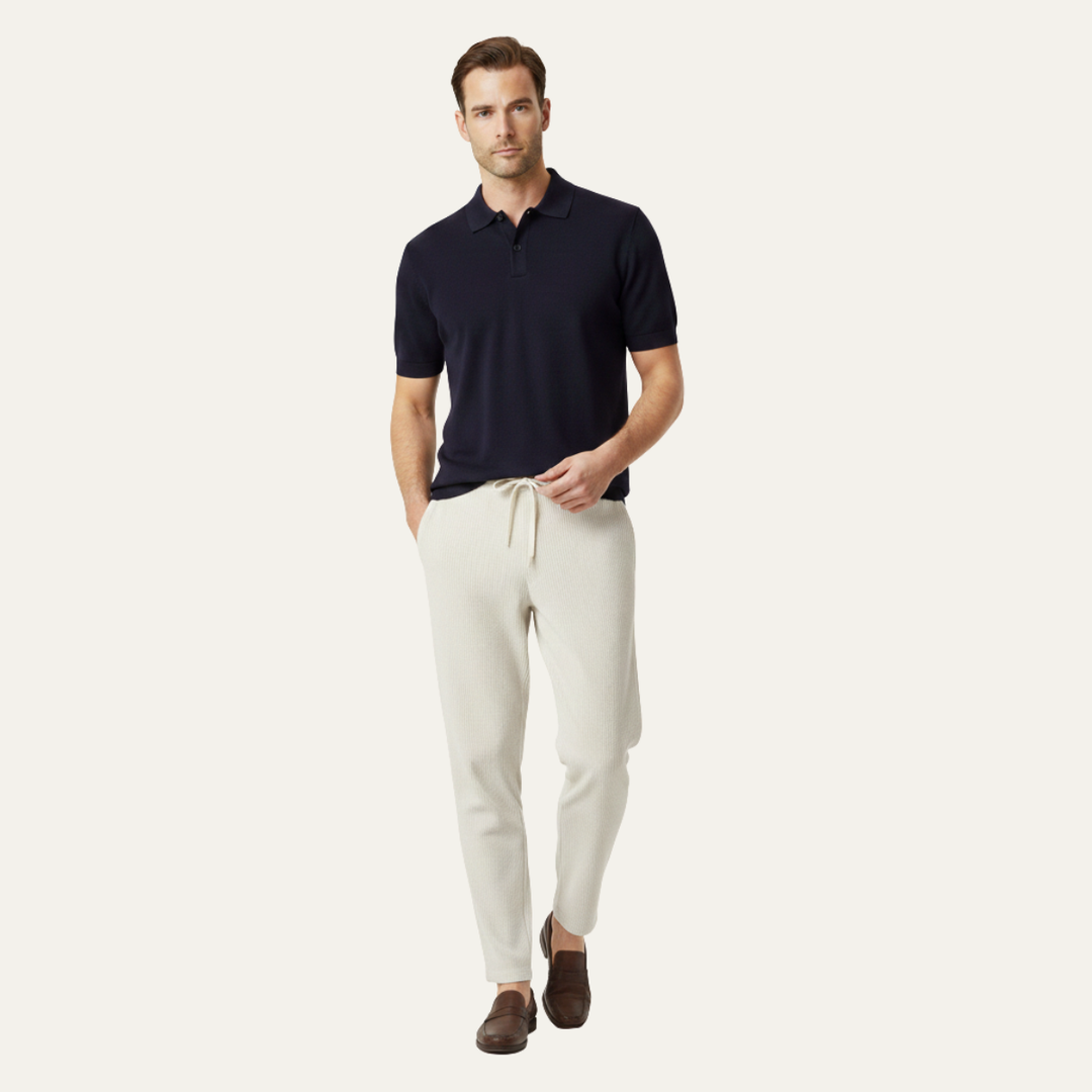 Herren Hose mit elastischem Bund und Kordelzug sowie geradem Bein-Men Pants-Alpenkind