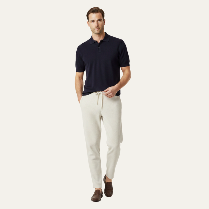 Herren Hose mit elastischem Bund und Kordelzug sowie geradem Bein-Men Pants-Alpenkind