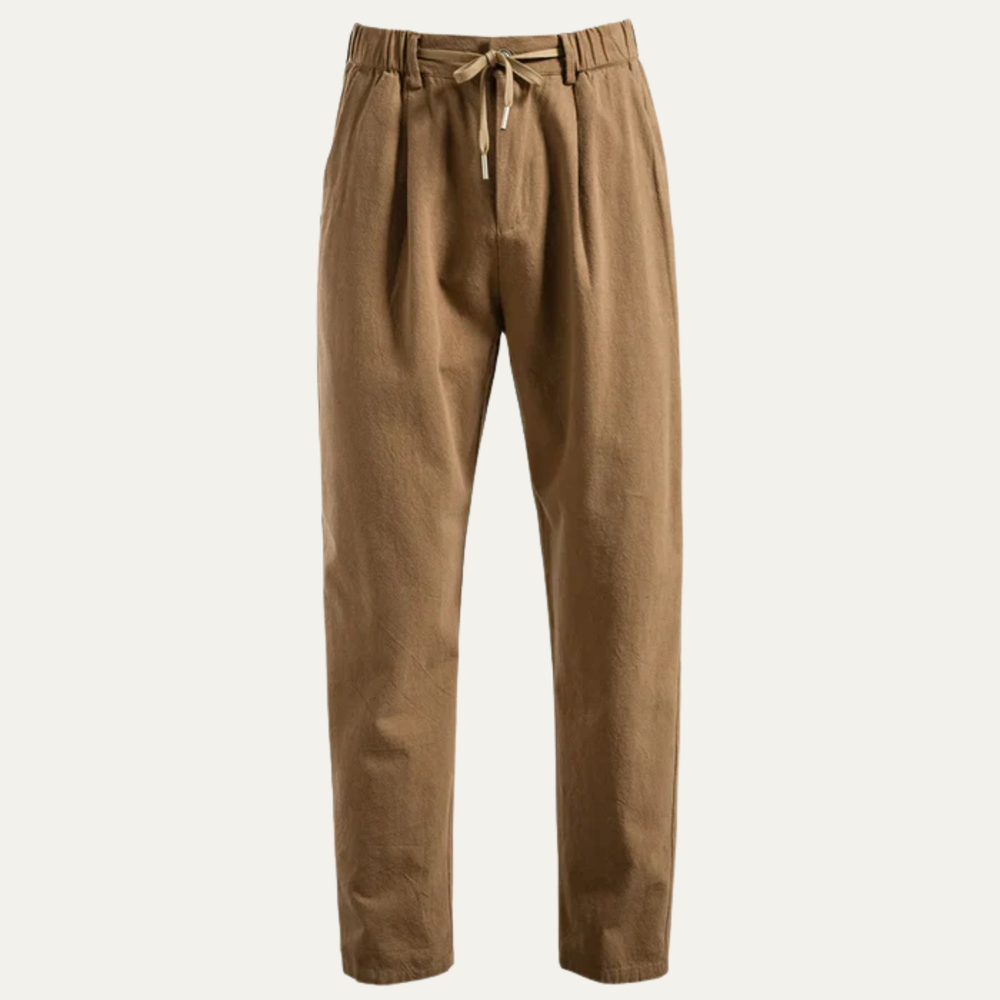 Herren Hose mit Faltenbund, Kordelzug und Reißverschluss-Men Pants-Alpenkind