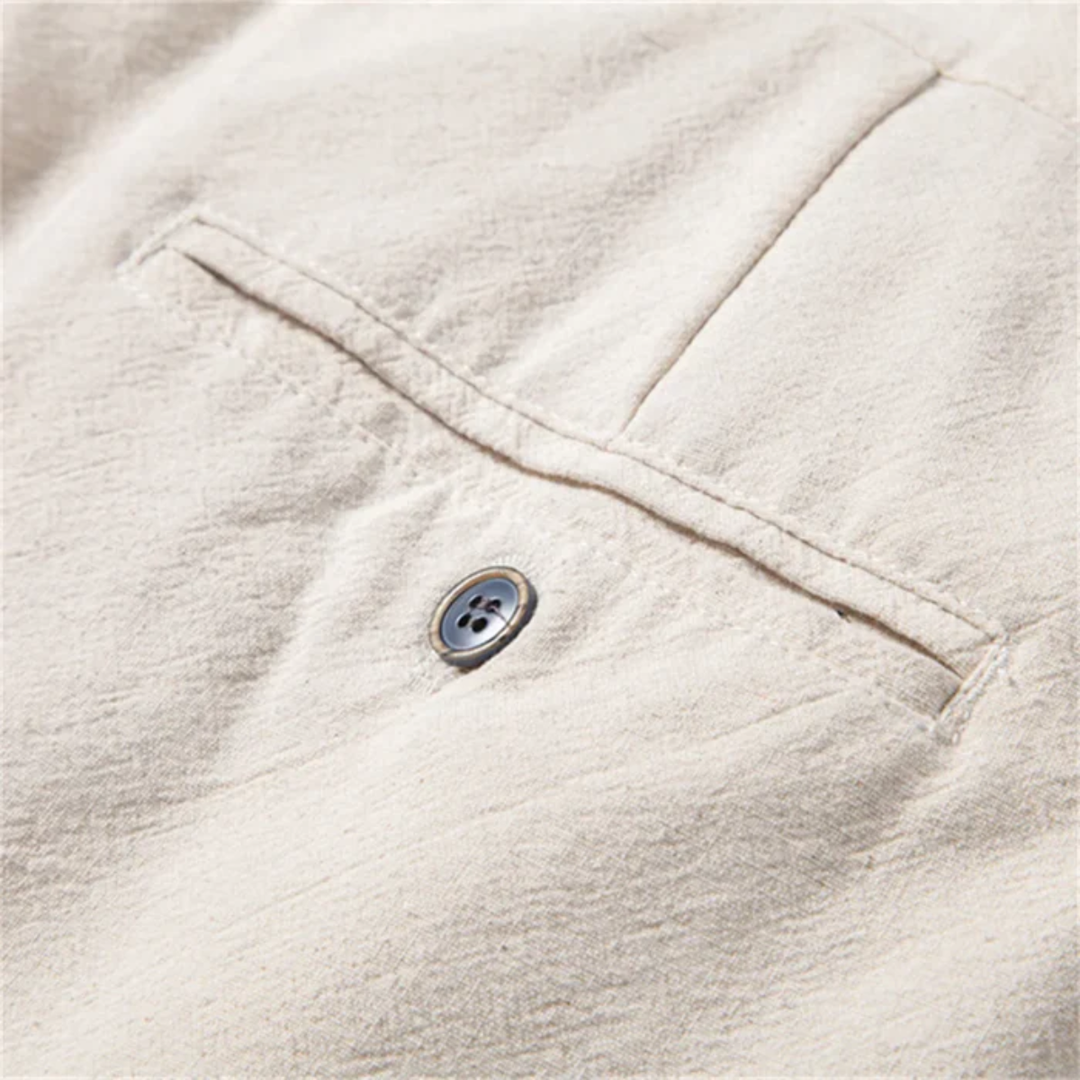 Herren Hose mit Faltenbund, Kordelzug und Reißverschluss-Men Pants-Alpenkind