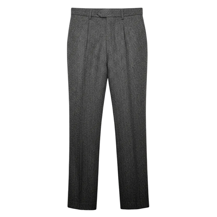 Herren Hose mit geradem Bein, Fischgrätmuster und Falten-Men Pants-Alpenkind