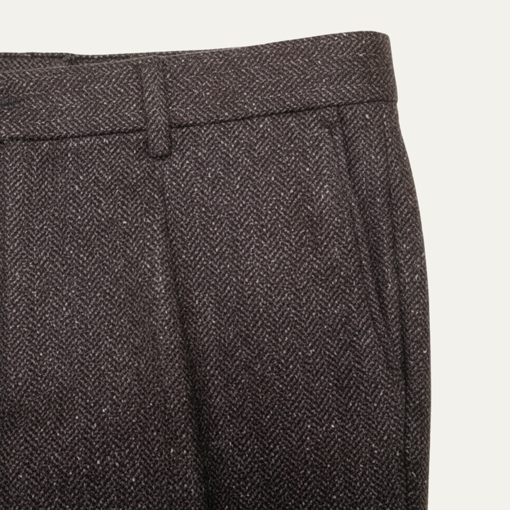 Herren Hose mit geradem Bein, Fischgrätmuster und Falten-Men Pants-Alpenkind