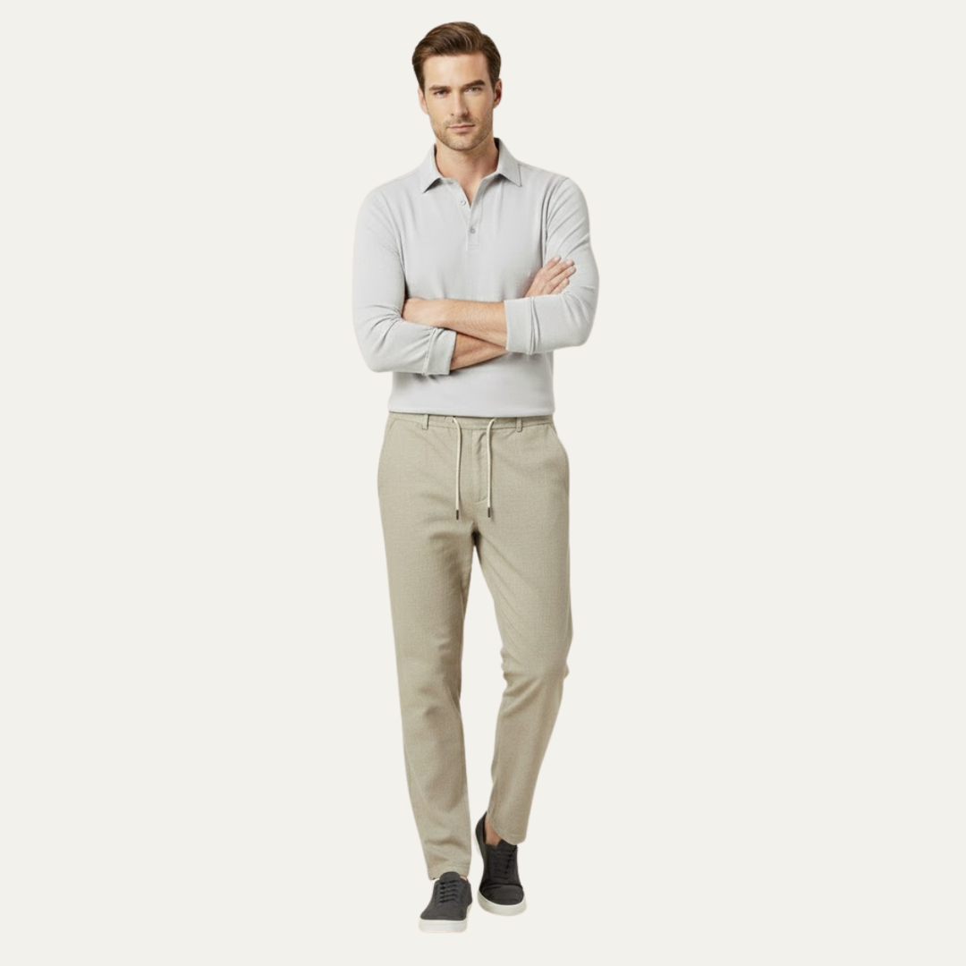 Herren Hose mit geradem Bein und Kordelzugbund-Men Pants-Alpenkind