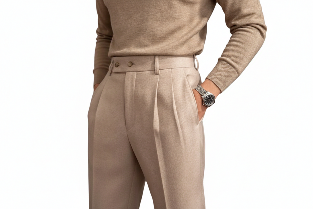 Herren Hose mit hohem Bund und Bundfalte-Men Pants-Alpenkind