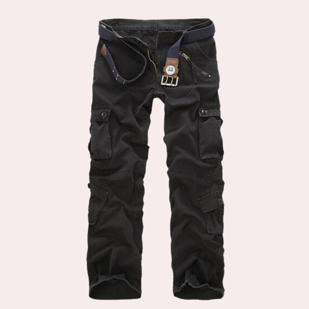 Herren Hose mit Mehrfachen Aufgesetzten Taschen und Gürtelstruktur-Men Pants-Alpenkind