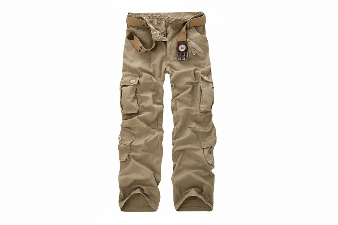 Herren Hose mit Mehrfachen Aufgesetzten Taschen und Gürtelstruktur-Men Pants-Alpenkind