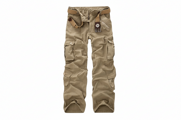 Herren Hose mit Mehrfachen Aufgesetzten Taschen und Gürtelstruktur-Men Pants-Alpenkind