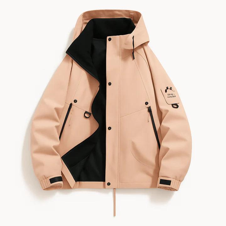 Herren Jacke mit Kapuze, Druckknopfleiste und Reißverschlusstaschen-unisex-Alpenkind
