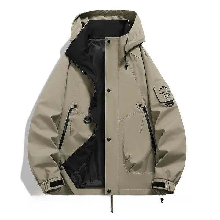 Herren Jacke mit Kapuze, Druckknopfleiste und Reißverschlusstaschen-unisex-Alpenkind