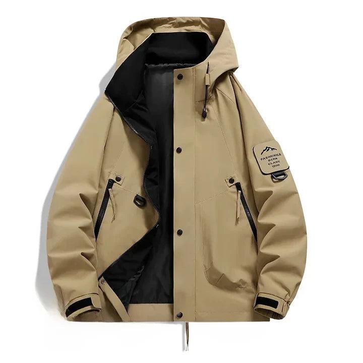 Herren Jacke mit Kapuze, Druckknopfleiste und Reißverschlusstaschen-unisex-Alpenkind