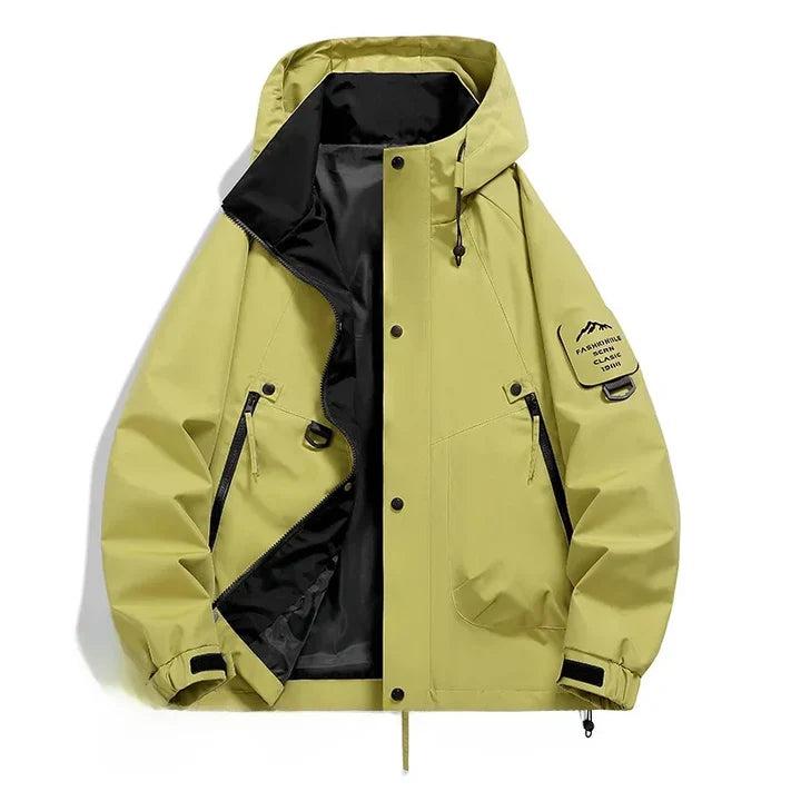 Herren Jacke mit Kapuze, Druckknopfleiste und Reißverschlusstaschen-unisex-Alpenkind