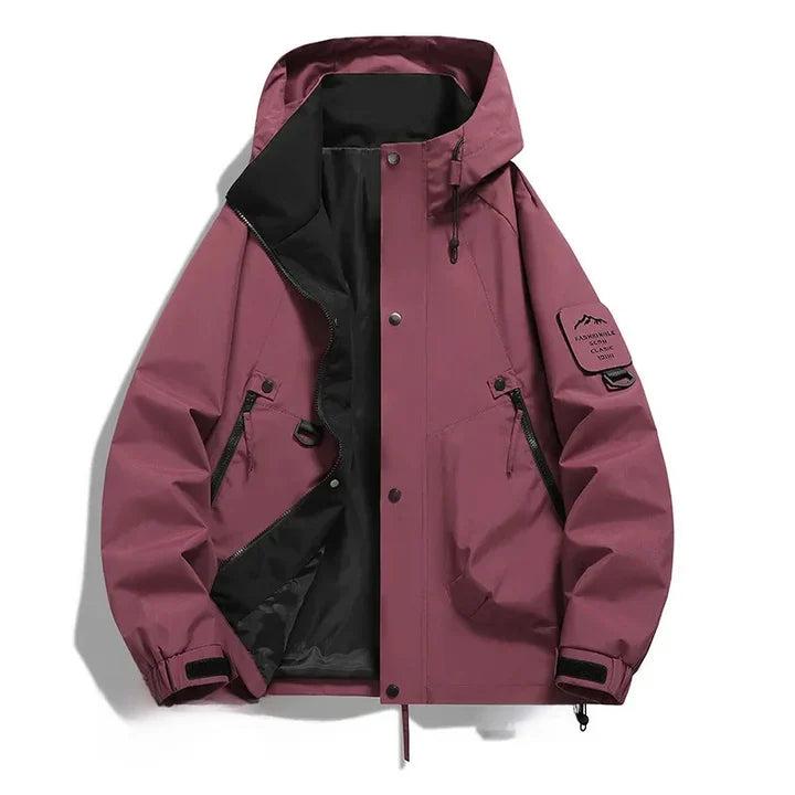 Herren Jacke mit Kapuze, Druckknopfleiste und Reißverschlusstaschen-unisex-Alpenkind