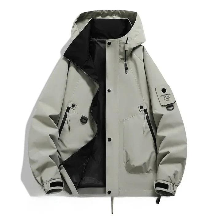Herren Jacke mit Kapuze, Druckknopfleiste und Reißverschlusstaschen-unisex-Alpenkind