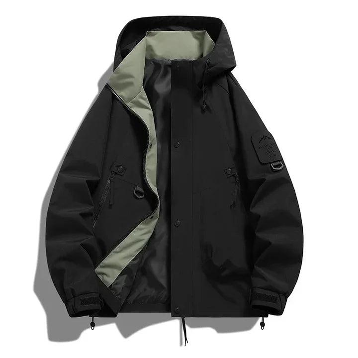 Herren Jacke mit Kapuze, Druckknopfleiste und Reißverschlusstaschen-unisex-Alpenkind