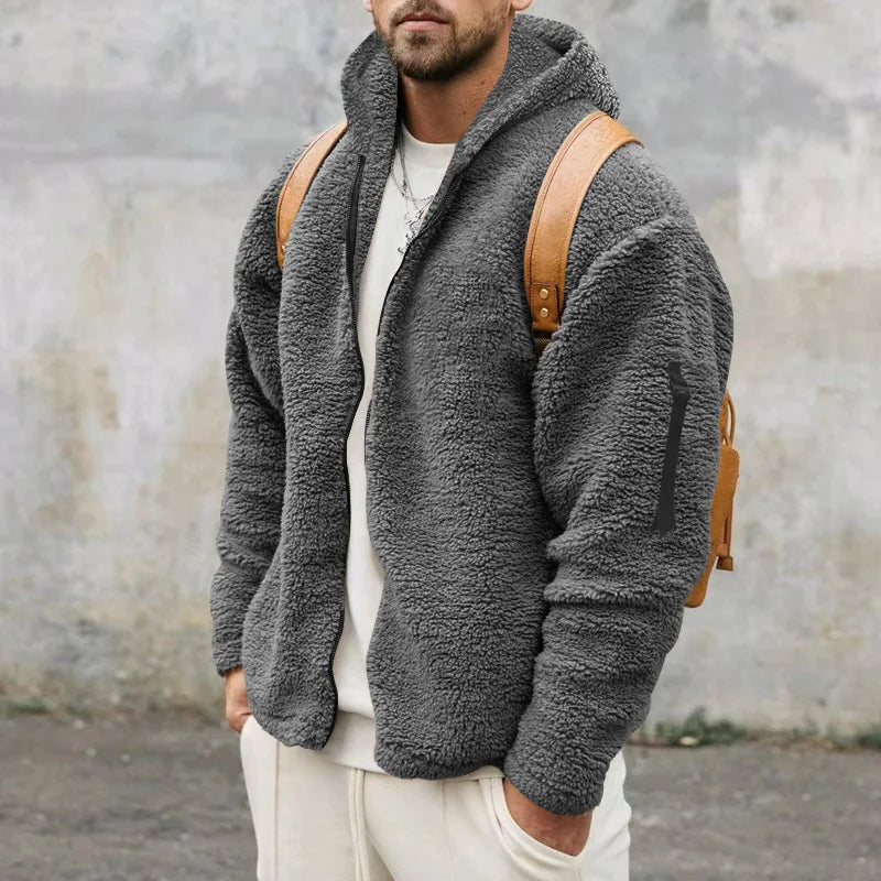 Herren Jacke mit Kapuze, Reißverschluss vorne und langen Ärmeln-Men Jackets-Alpenkind