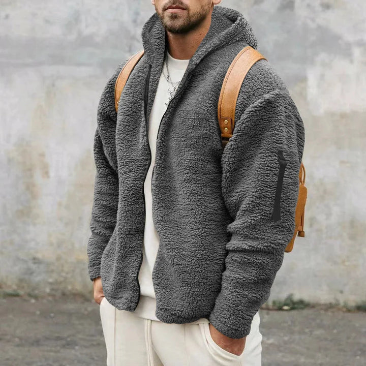 Herren Jacke mit Kapuze, Reißverschluss vorne und langen Ärmeln-Men Jackets-Alpenkind
