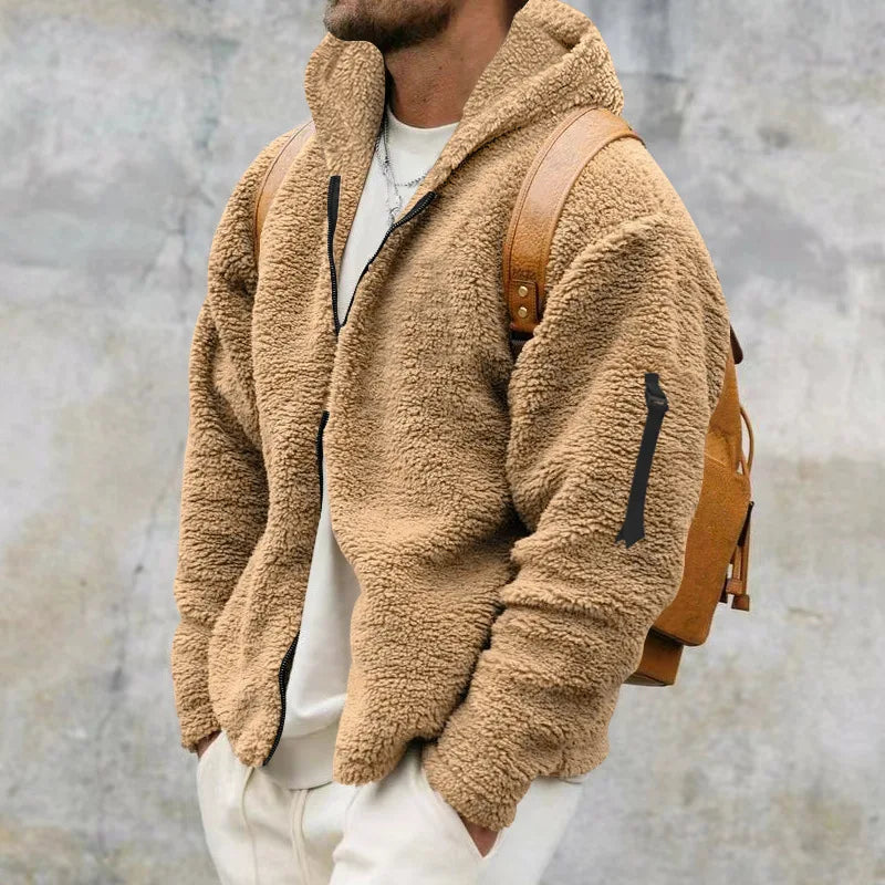 Herren Jacke mit Kapuze, Reißverschluss vorne und langen Ärmeln-Men Jackets-Alpenkind