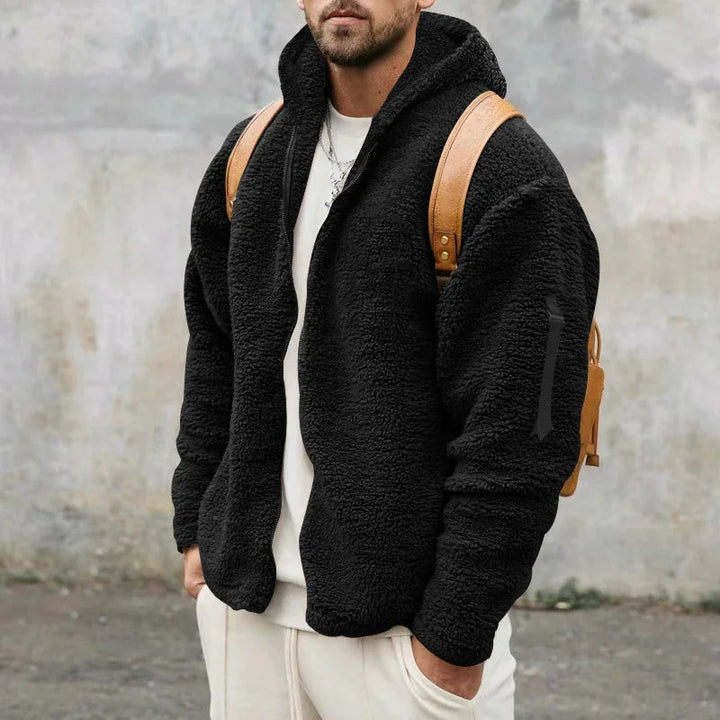 Herren Jacke mit Kapuze, Reißverschluss vorne und langen Ärmeln-Men Jackets-Alpenkind