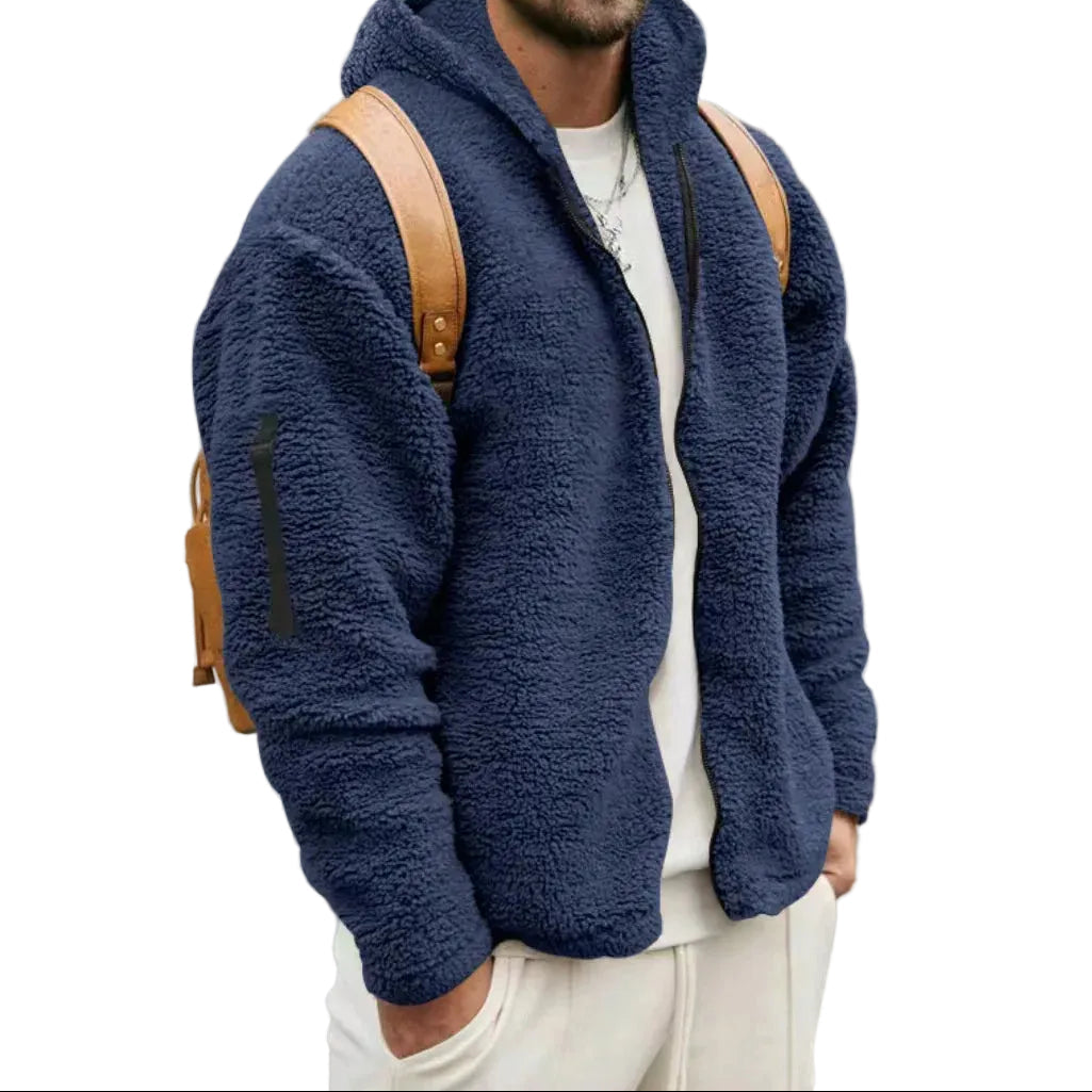Herren Jacke mit Kapuze, Reißverschluss vorne und langen Ärmeln-Men Jackets-Alpenkind