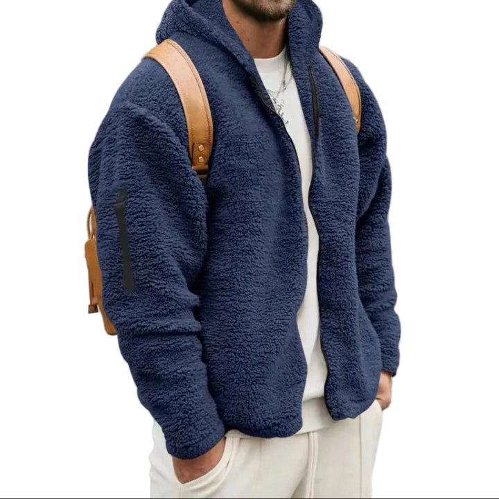 Herren Jacke mit Kapuze, Reißverschluss vorne und langen Ärmeln-Men Jackets-Alpenkind