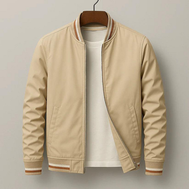 Herren Jacke mit Reißverschluss, Rippkragen und Streifendetails-Men Outerwear-Alpenkind