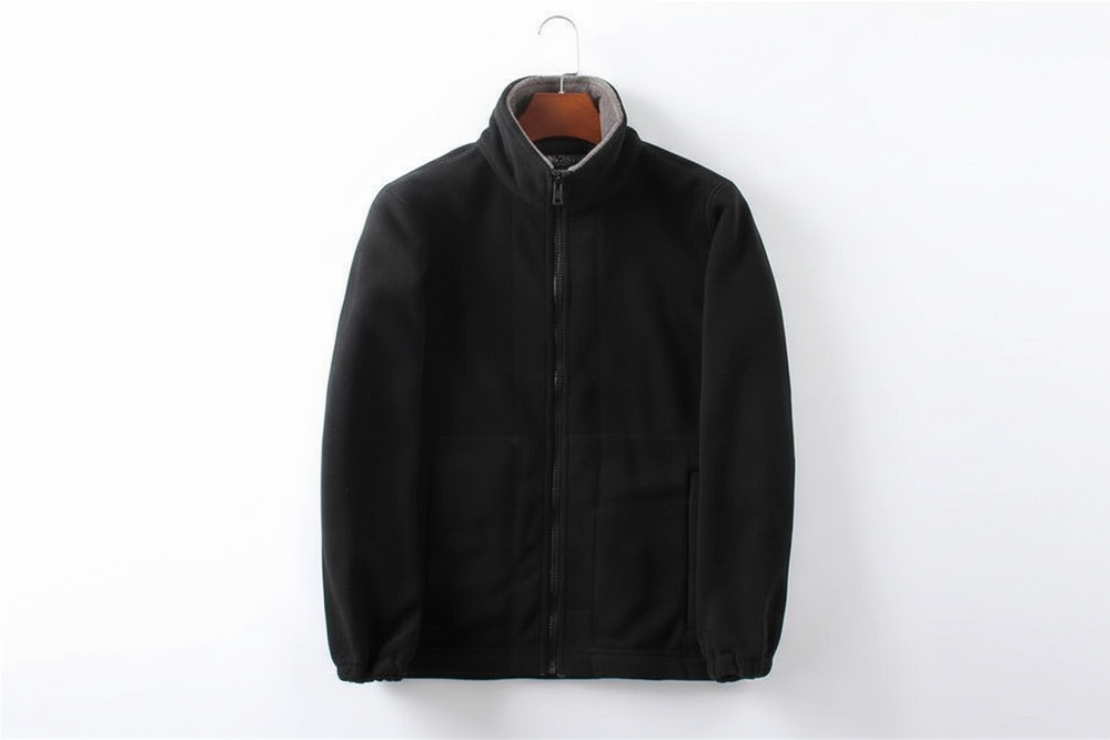 Herren Jacke mit Reißverschluss, Stehkragen und elastischen Bündchen-Men Sweaters-Alpenkind