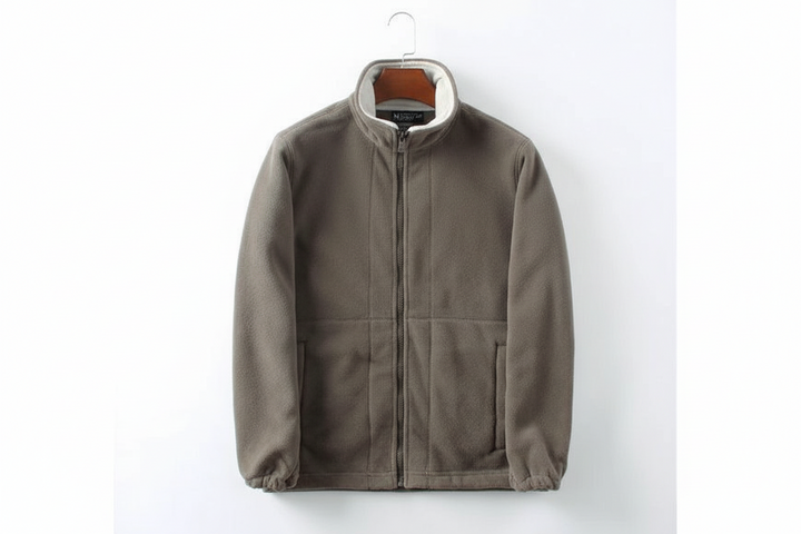 Herren Jacke mit Reißverschluss, Stehkragen und elastischen Bündchen-Men Sweaters-Alpenkind