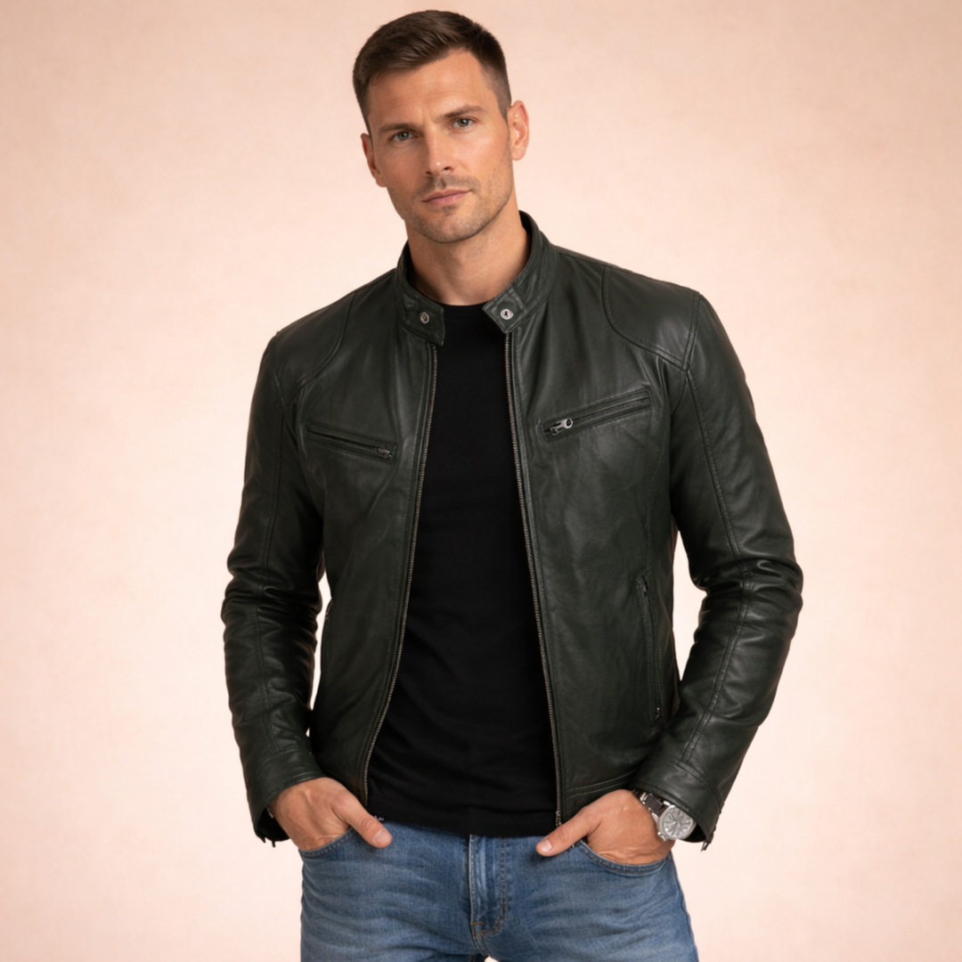 Herren Jacke mit Reißverschluss, Stehkragen und mehreren Reißverschlusstaschen-Men Jackets-Alpenkind