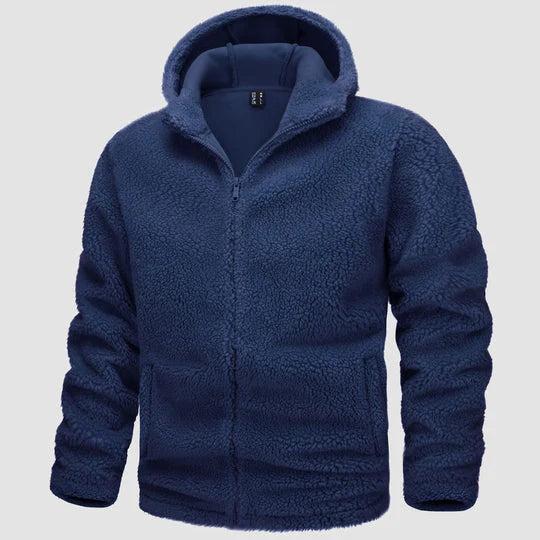 Herren Kapuzenjacke mit Reißverschluss, strukturierter Oberfläche und elastischem Saum-Men Sweaters-Alpenkind